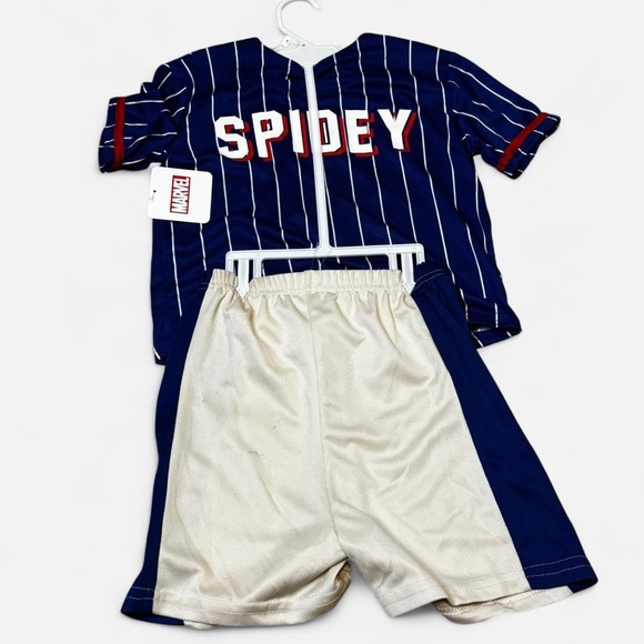 Blue and White Striped Kids Outfit with Spider Patch NWT Size 6 - Picture 3 of 4